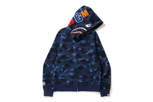 BAPE BLUE CAMO SHARK FULL ZIP HOODIE