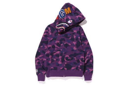 BAPE PURPLE CAMO SHARK FULL ZIP HOODIE