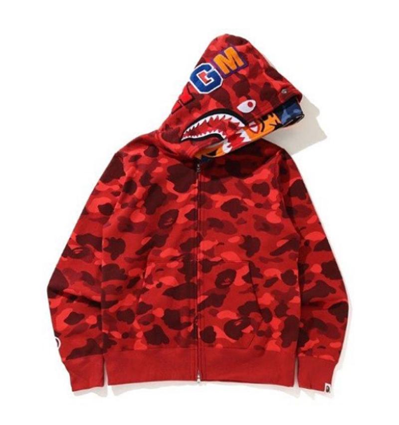 BAPE WIDE ABC CAMO SHARK FULL ZIP DOUBLE HOODIE RED Locker SF