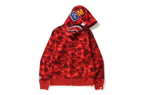 BAPE RED CAMO SHARK FULL ZIP HOODIE